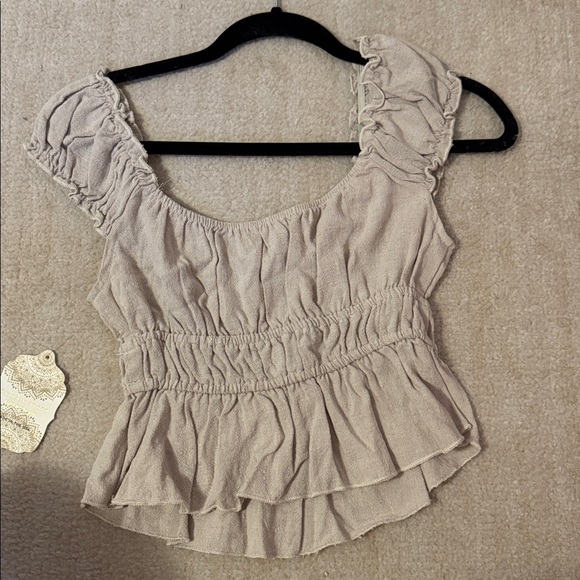 Altar'd State Ruffled Cream Blouse - Picture 3 of 4